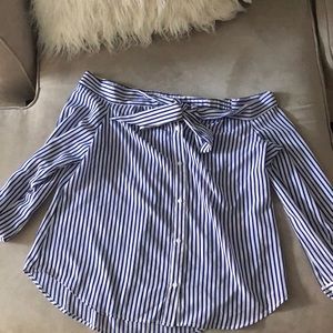 Off the shoulder tie blouse